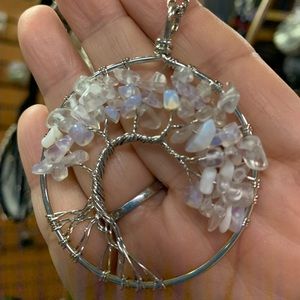 Moon stone tree of life necklace